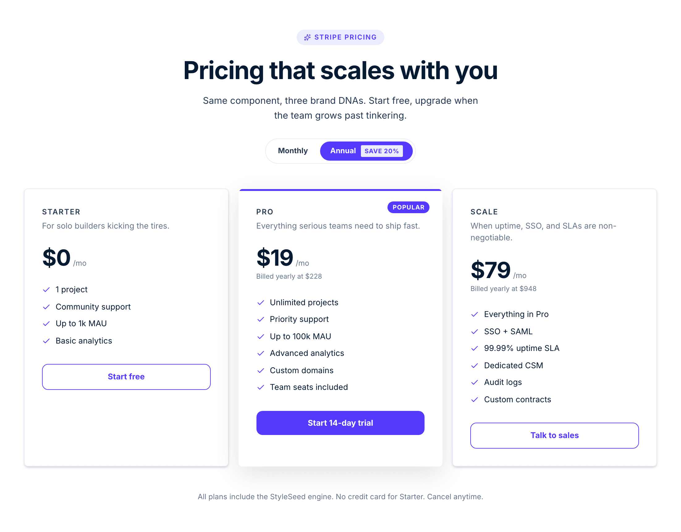 Pricing hero