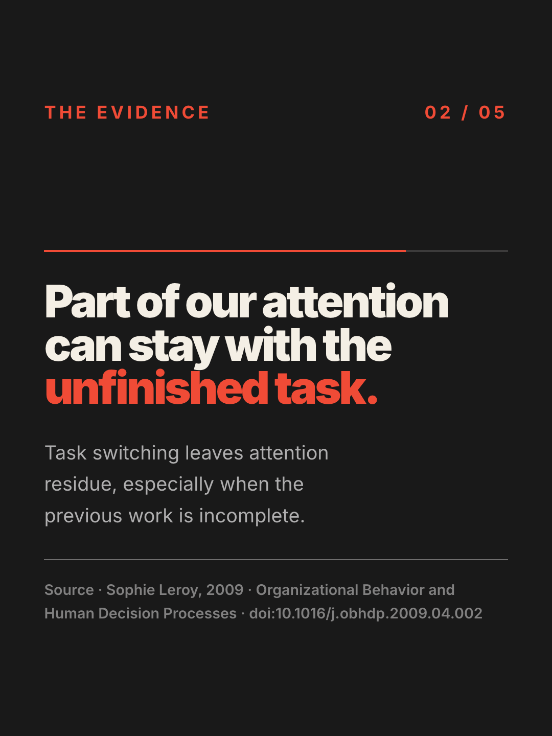 Signal Reset frame 2: sourced attention residue evidence