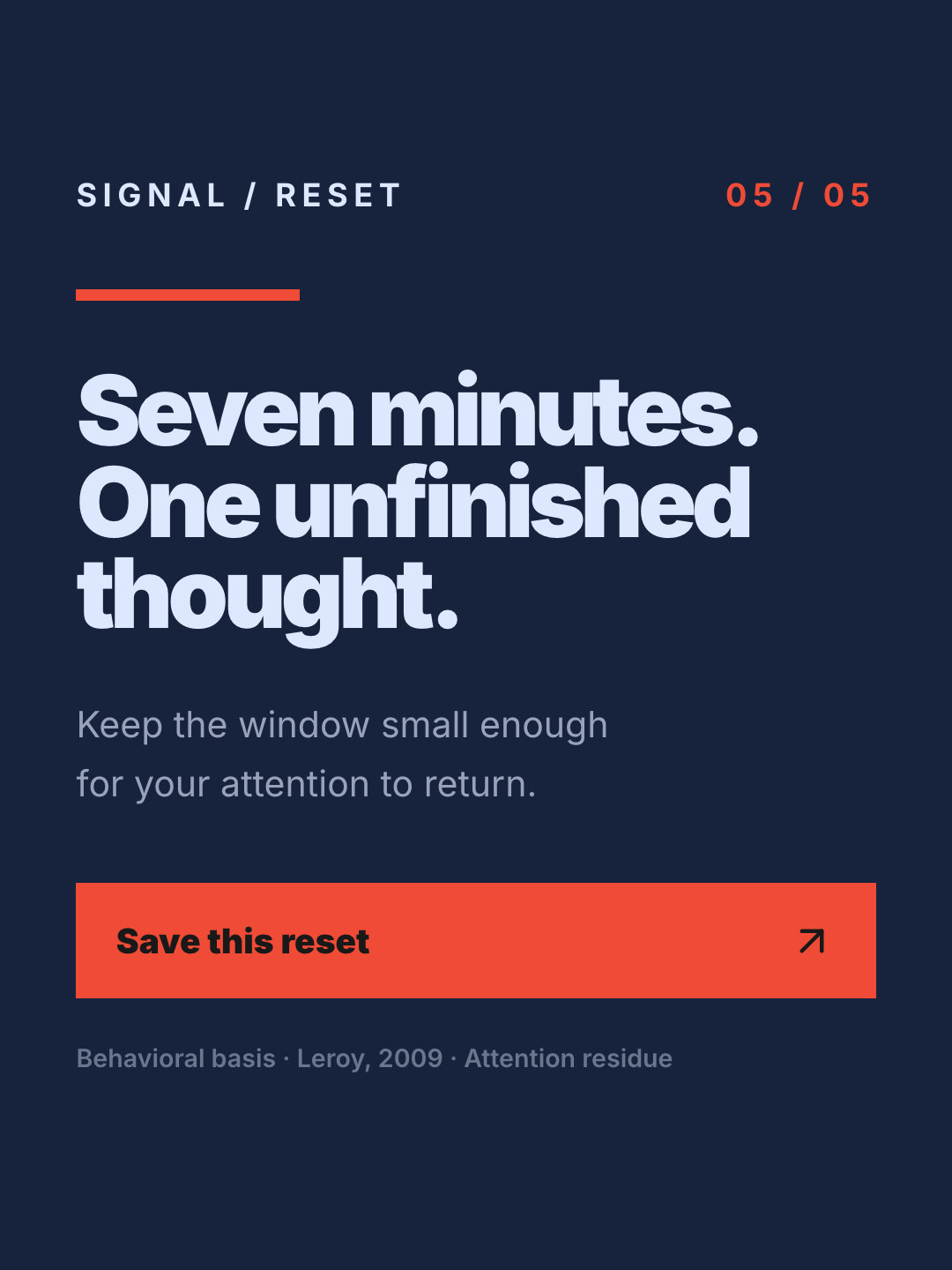 Signal Reset frame 5: save the seven-minute reset CTA